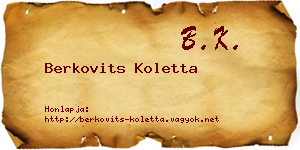 Berkovits Koletta névjegykártya